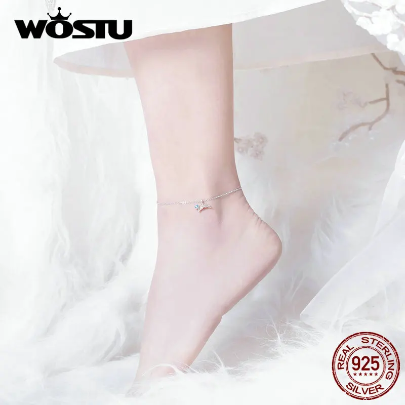 Женский браслет цепочка WOSTU из стерлингового серебра 925 пробы с хвостом русалки