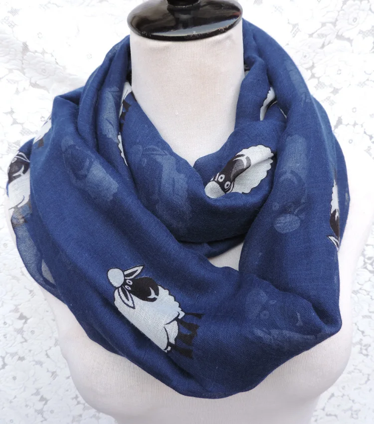 Бесплатная доставка новинка 2018 Модный женский синий белый цвет милый шарф петля