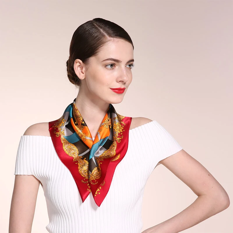 100% шелк 53*53 мини Размеры леди Neckscarf площади шеи шарф Элитный бренд чистого шелка