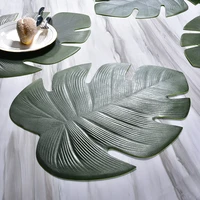 simulation palm leaf eva dining table mat antiskid pad waterproof oil proof kitchen placemat disc pads bowl coasters decor