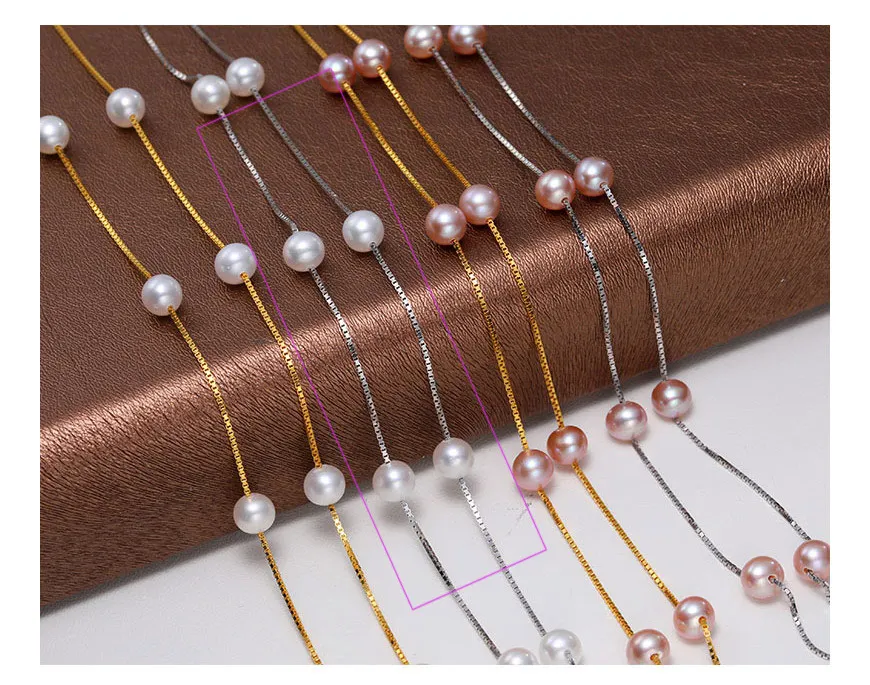 DAIMI 925 пробы, Серебряное колье с жестяными чашками и блестящим натуральным пресноводным жемчугом, лучший подарок на год для женщин - Цвет камня: White Silver White