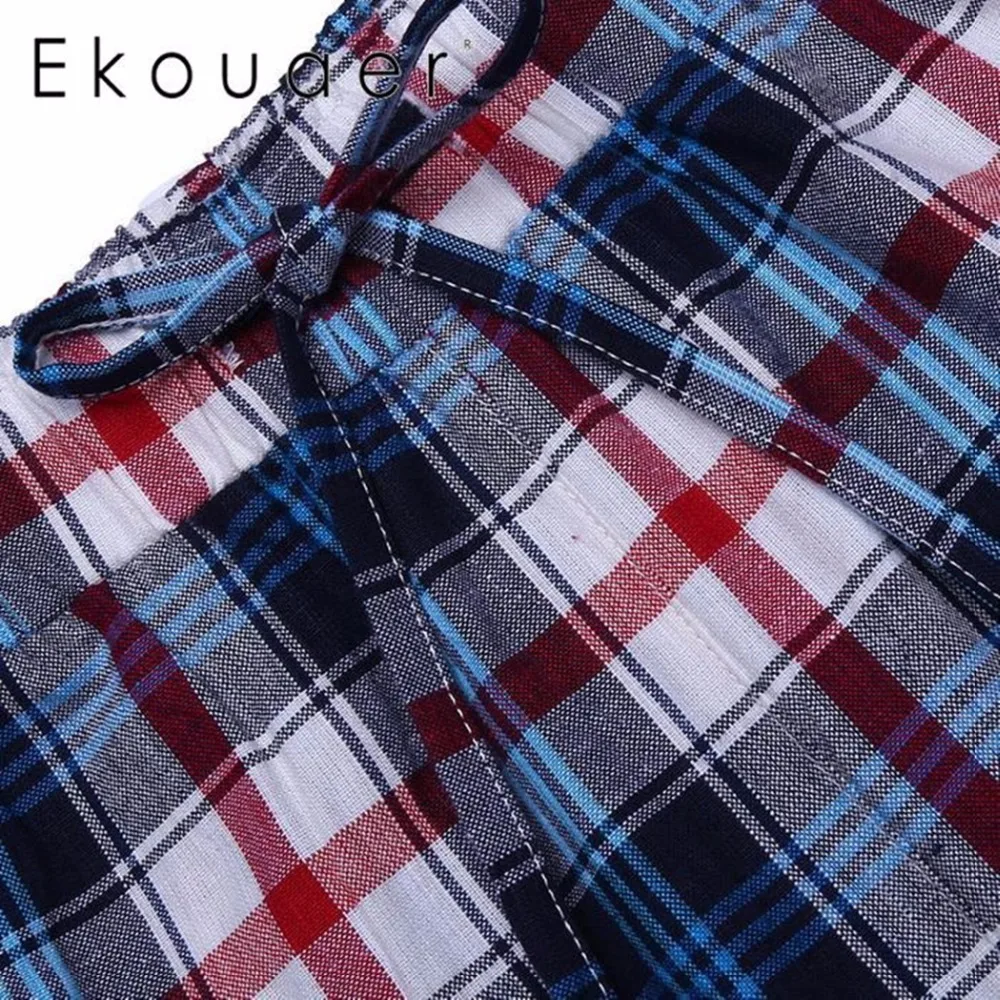 Ekouaer/хлопковый пижамный комплект клетчатая Пижама для женщин длинный рукав