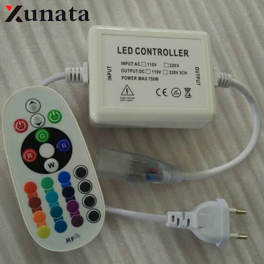 

24Key РЧ пульт дистанционного управления AC 110 В 220 В RGB led контроллер 750 Вт штепсельная вилка ЕС США 8 мм PCB/10 мм/12 мм разъем PCB Бесплатная доставка