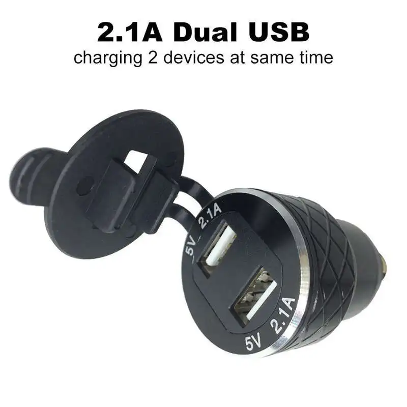 Двойной 5V 2.1A Din Usb адаптер переменного тока Алюминий сплава европейские мотоцикла