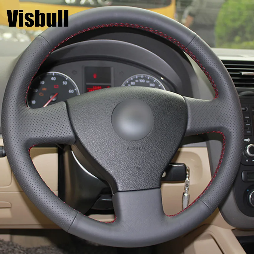 Visbull Black PU Leather Car Steering Wheel Cover V1086 for Volkswagen Old VW Golf Polo Sagitar Lavida 2010 | Автомобили и