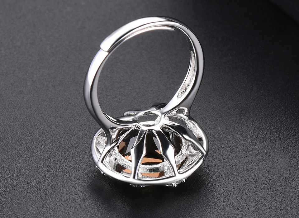 Hutang 6.57ct дымчатый кварц кольца натуральный драгоценный камень 925 серебро регулируемое Открытое кольцо хорошее ювелирное изделие элегантный дизайн для женщин Новинка