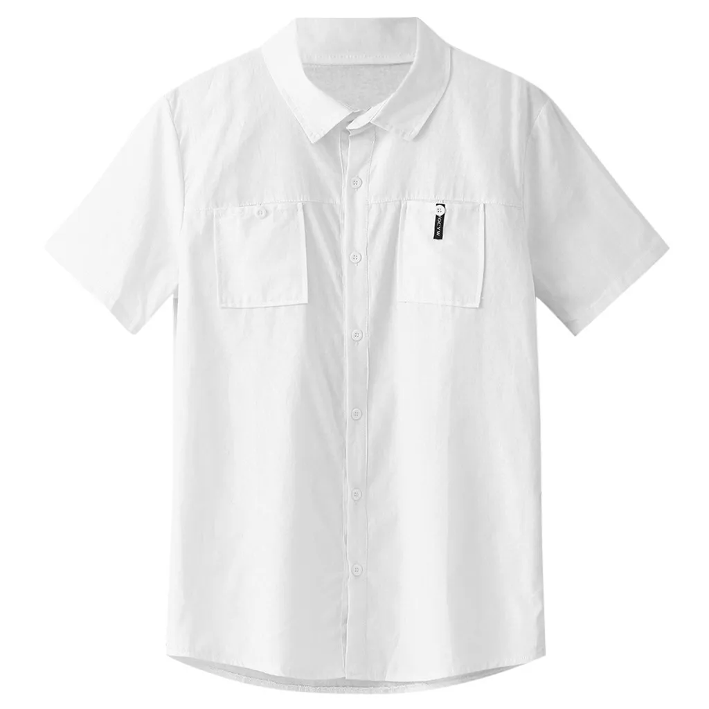 Мужская Повседневная футболка Облегающая рубашка из хлопка и льна с коротким