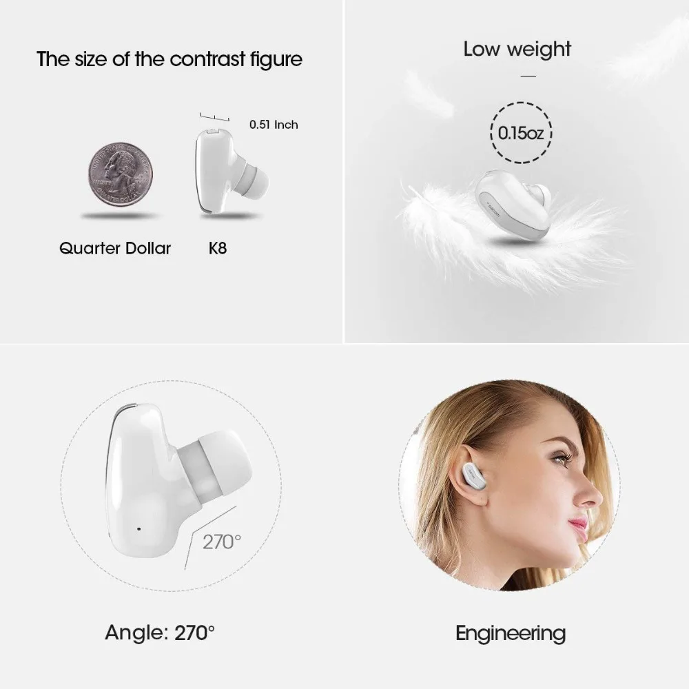 DACOM K8 мини гарнитура Bluetooth с ушной раковиной Kulaklik одиночные вкладыши невидимые