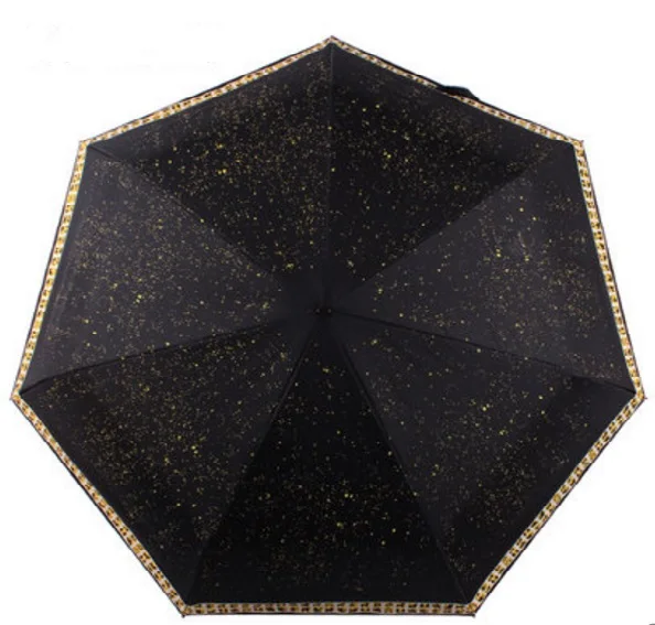 Black-Golden coating Анти-гром стекловолокна ветрозащитный 5 раз цветное покрытие анти-УФ зонтик карман 12 созвездий Цифровой 3d принт зонтик - Цвет: Black-Golden coating