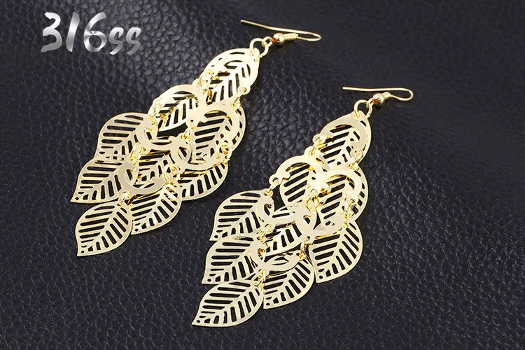 Женские вечерние ничные Винтажные серьги в виде листьев элегантные богемные из