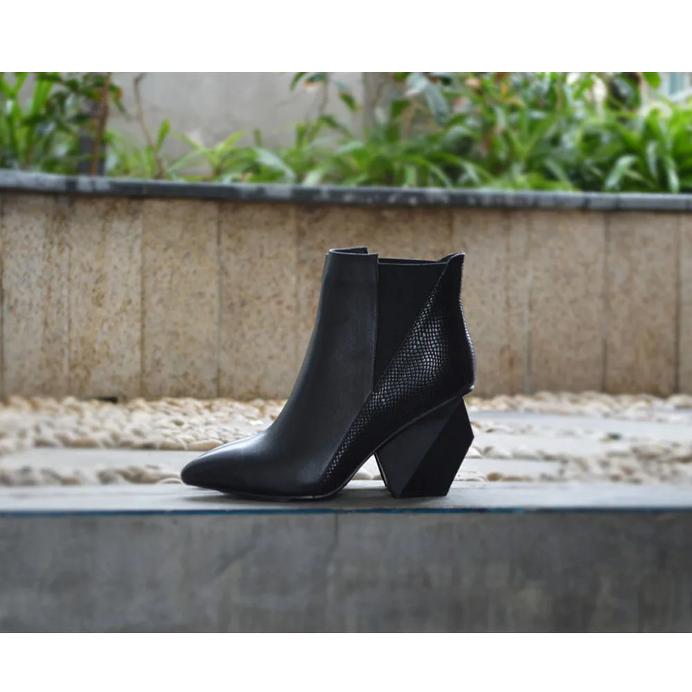 Коричневые ботинки Челси Разноцветные ботильоны из натуральной кожи с острым