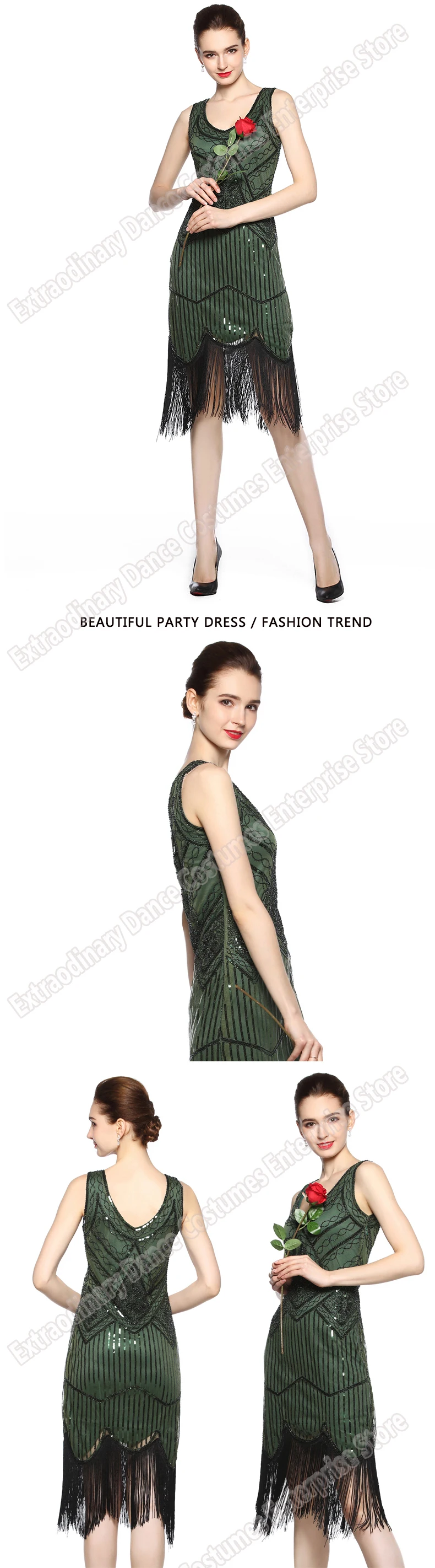 Женское вечернее платье 1920 s Great Gatsby Flapper Vestidos с блестками и бисером, платье с бахромой, вечернее платье с v-образным вырезом, украшенное бахромой, без рукавов