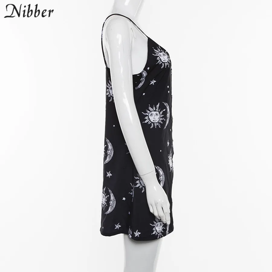 Nibber, летнее, бохо, солнце, принт, черное, для вечеринки, мини платье, для женщин,, весна, Пляжное, для отдыха, для отпуска, плиссированное платье, для девушек, элегантное платье