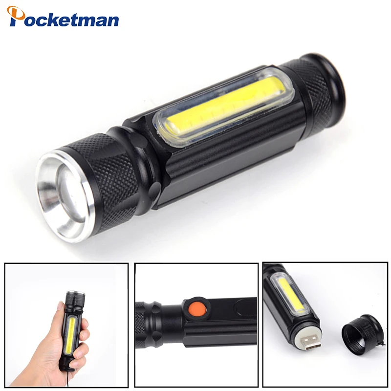 USB LED Flashlight XML-T6 Torch Magnetic COB Tactical Rechargeable Waterproof Lantern Zoom Light for Camping | Освещение