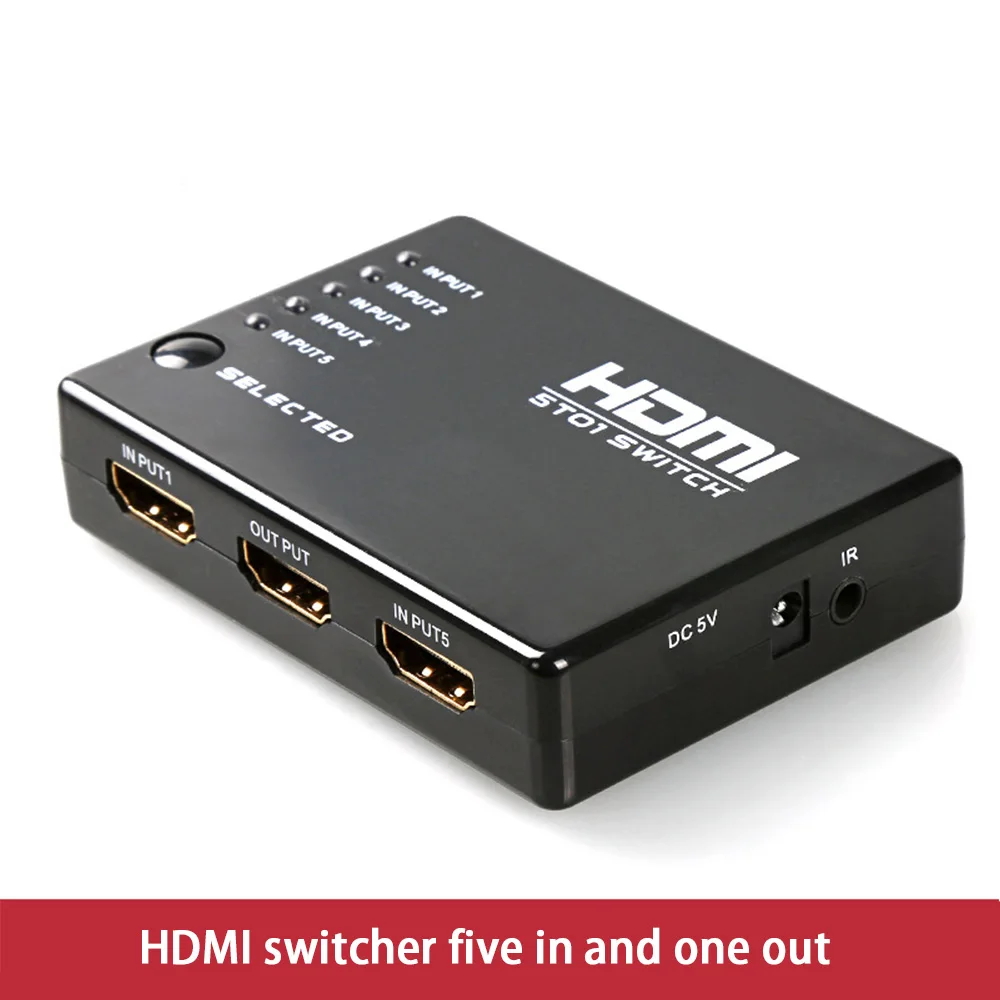 Новый 5 Порты HDMI HUB 1080 P видео HD Коммутатор Splitter Conveter адаптер с ИК-пульт коробка для