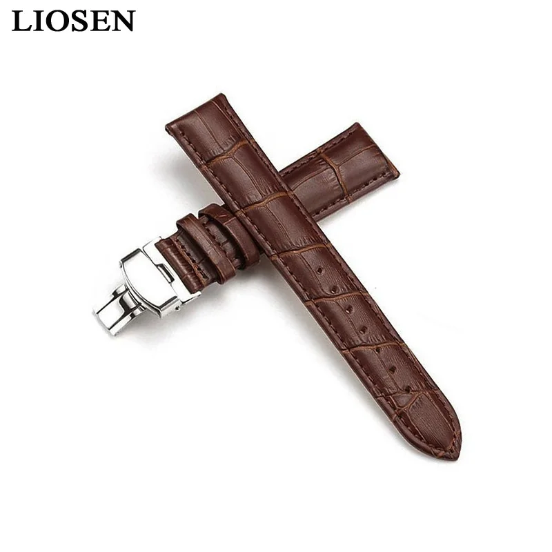 Ремешок LIOSEN из натуральной кожи для часов черный коричневый браслет с застежкой