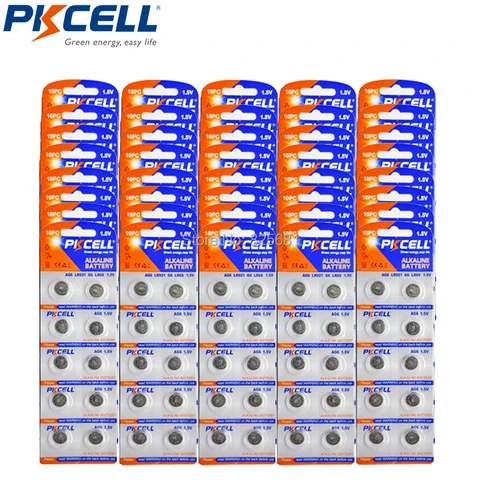 Щелочные кнопочные батарейки PKCELL AG6 LR69 LR171 LR920 LR921 371A 400 в 32 мАч для часов, игрушек, глюкометра, 1,5 шт., 40 карт