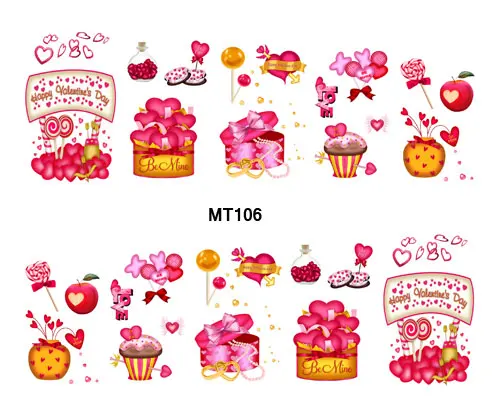 1 лист ногтей MT106 День Святого Валентина конфеты полное покрытие ногтевой арт переводная наклейка переводка для ногтей тату Типсы инструменты для ногтей