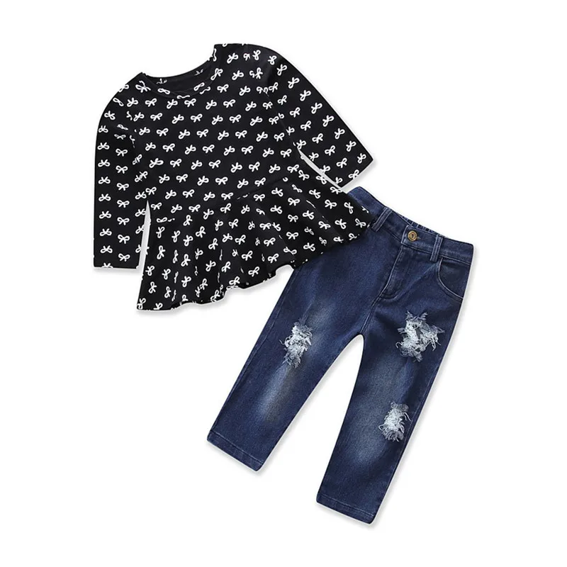 DFXD New Fashion Spring Autumn Kids Girl Clothing Set Children Long Sleeve O-neck Top+Ripped Jeans Pant 2pc Girls Outfits 1-6Y
DFXD New Fashion Spring Autumn Kids Girl Clothing Set Children Long Sleeve O-neck Top+Ripped Jeans Pant 2pc Girls Outfits 1-6Y