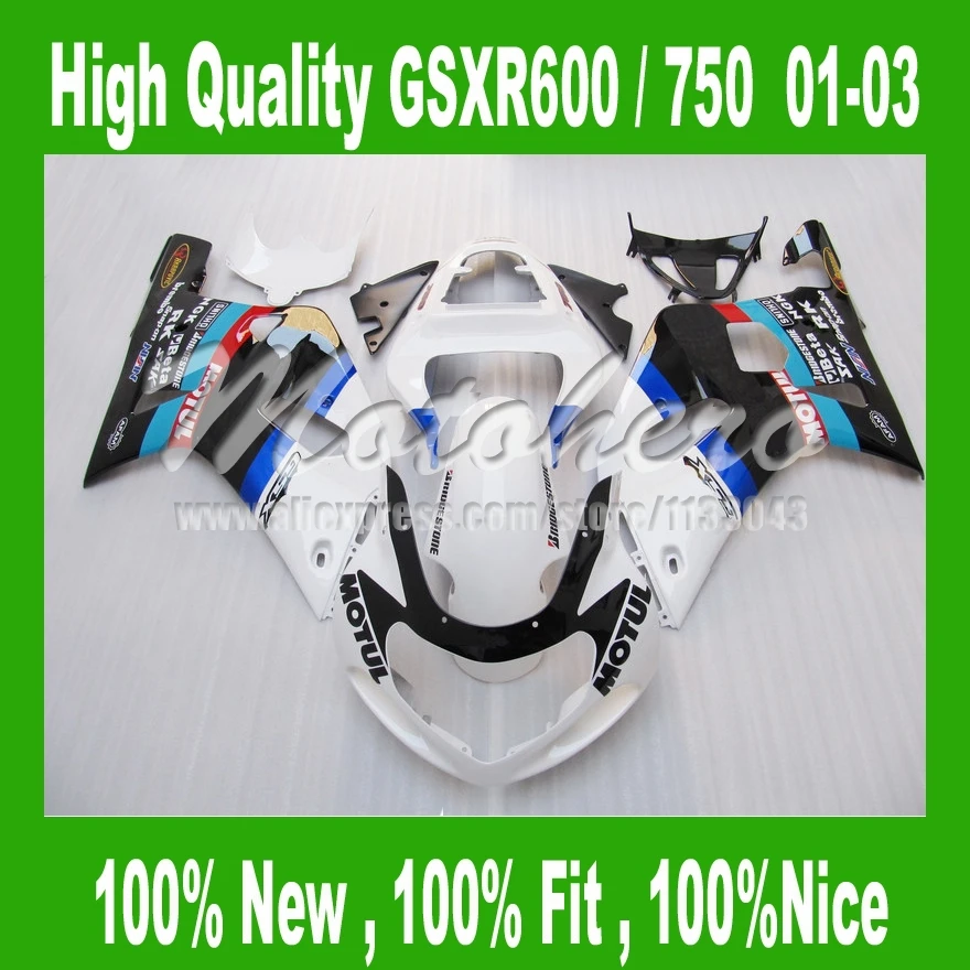 

GSXR750 K1 01 02 03 GSXR 600 750 2001 02 03 White blue black fairing K1 Fairings for SUZUKI GSXR600 750 01 02 03
