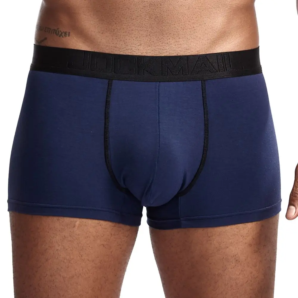 JOCKMAIL, Фирменное Сексуальное мужское нижнее белье, мужские боксеры, 3D, в форме гамака, дизайнерские дышащие сетчатые вставки, мужские боксеры, шорты - Цвет: Тёмно-синий