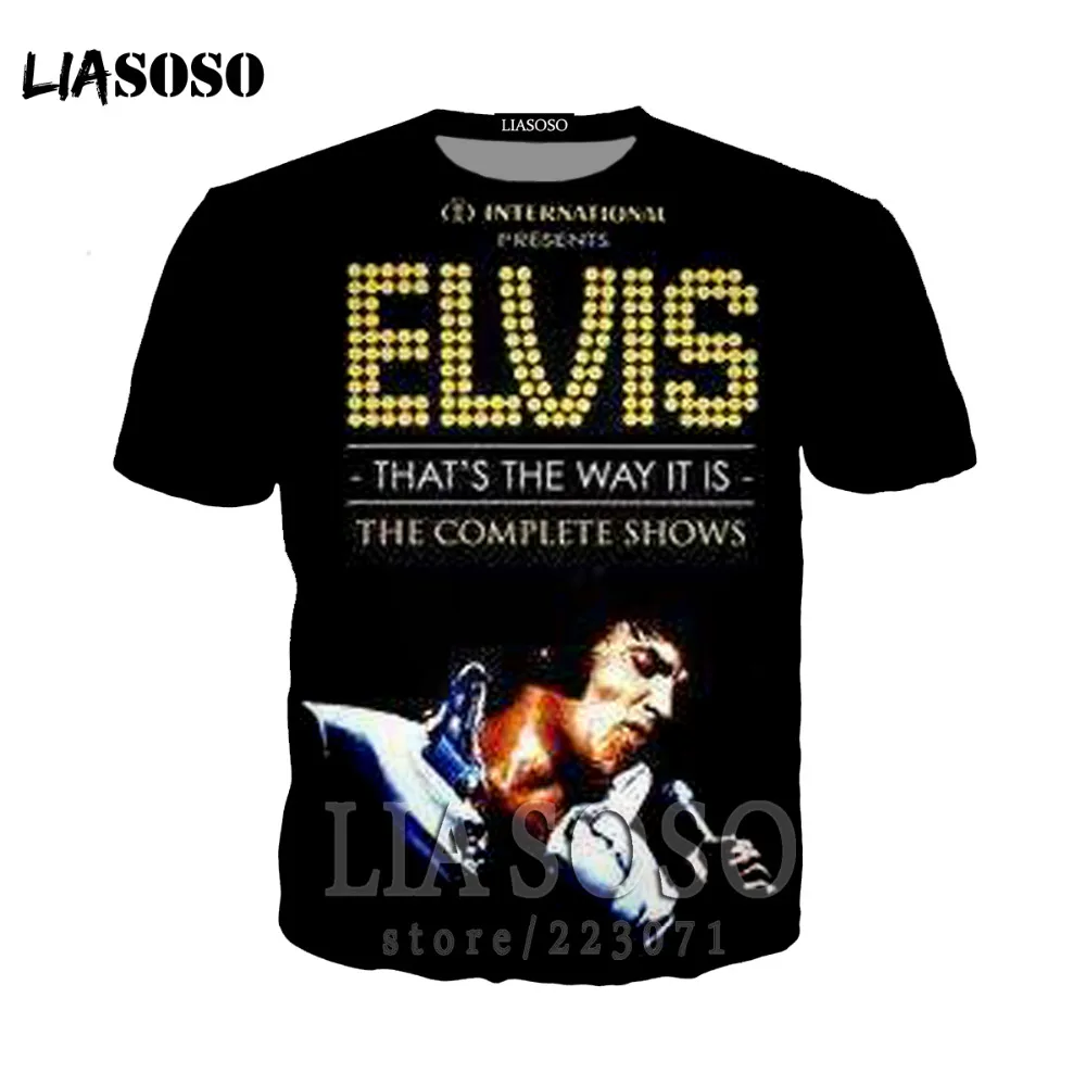 LIASOSO ELVIS Presley Мужская футболка с принтом короля рок хип хоп панк Рок 3D
