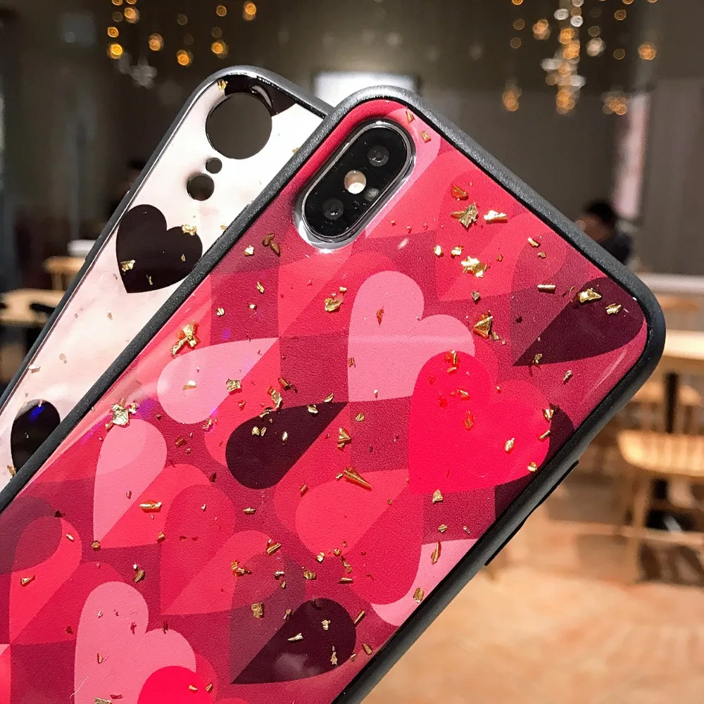 Cute Love Heart Case For iPhone 7 8 6 S 6S Plus Luxury Soft Silicon Cover X XS MAX XR 8Plus Woman Glitter Phone Cases |