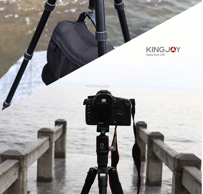 KINGJOY официальный G55 Профессиональный портативный штатив из углеродного волокна комплект монопод стенд шаровая Головка для путешествий DSLR камера фотосъемка