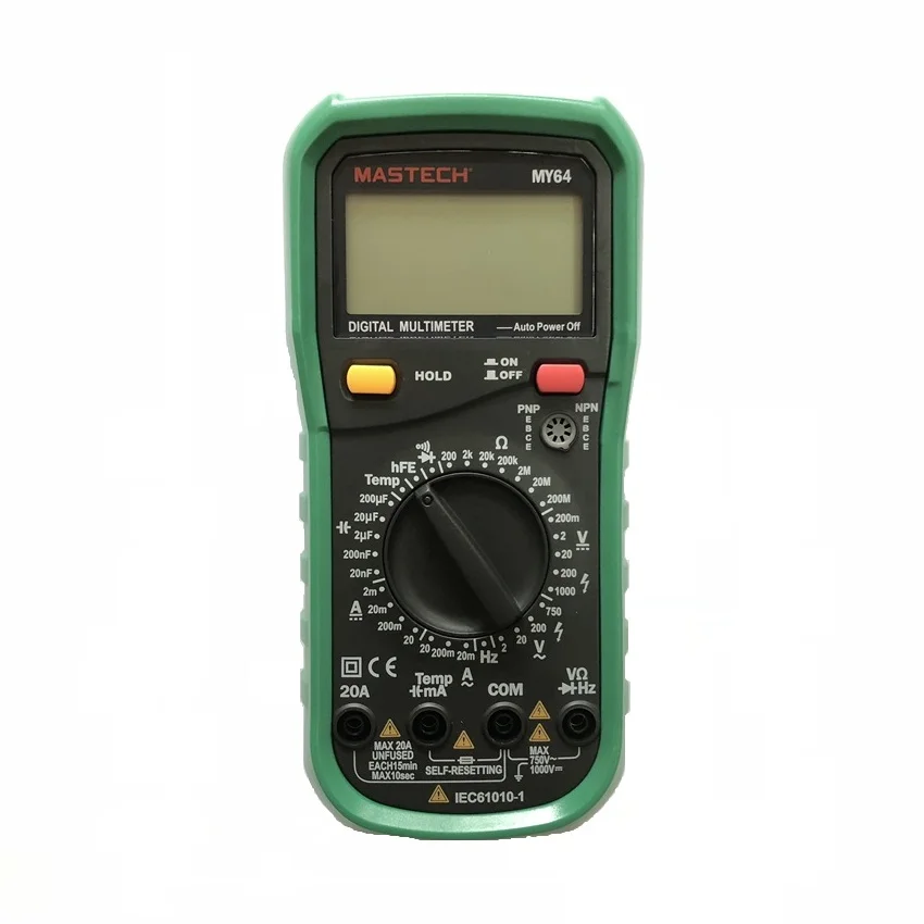 MASTECH MY64 цифровой мультиметр AC/DC DMM частота емкость измеритель температуры тест er w/hFE Тест Амперметр Multimetro