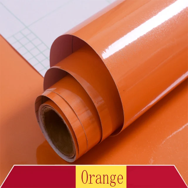 Orange DIY самоклеющиеся декоративные глянцевые обои для современной мебель шкаф для спальни шкаф сплошной цвет контактная бумага домашний декор - Цвет: Orange