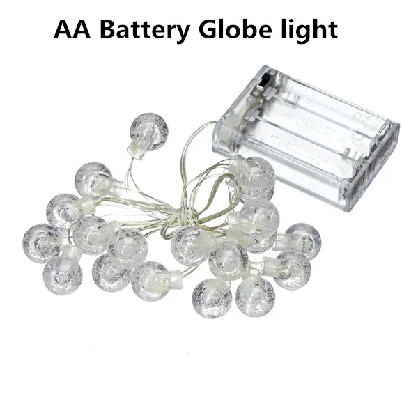 AA Battery light Светодиодный гирлянда-фея, Серебряная линия, теплый белый AA аккумулятор/USB источник питания для свадьбы, праздника, Рождества, украшения, Глобус - Испускаемый цвет: AA Battery light