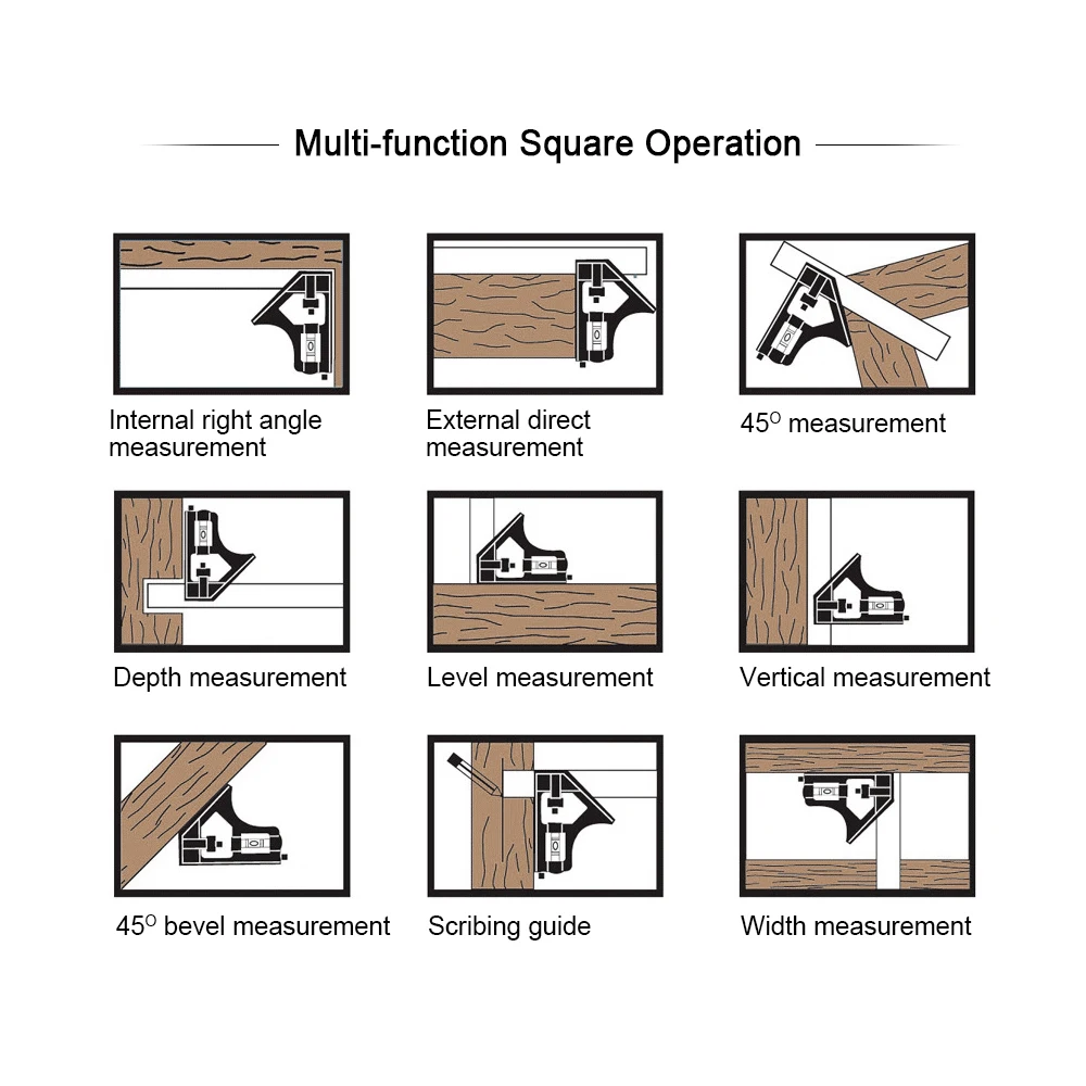 300mm Adjustable Combination Square Angle Ruler Professional Machinist Measuring Guage Multifunctional Tool | Инструменты
