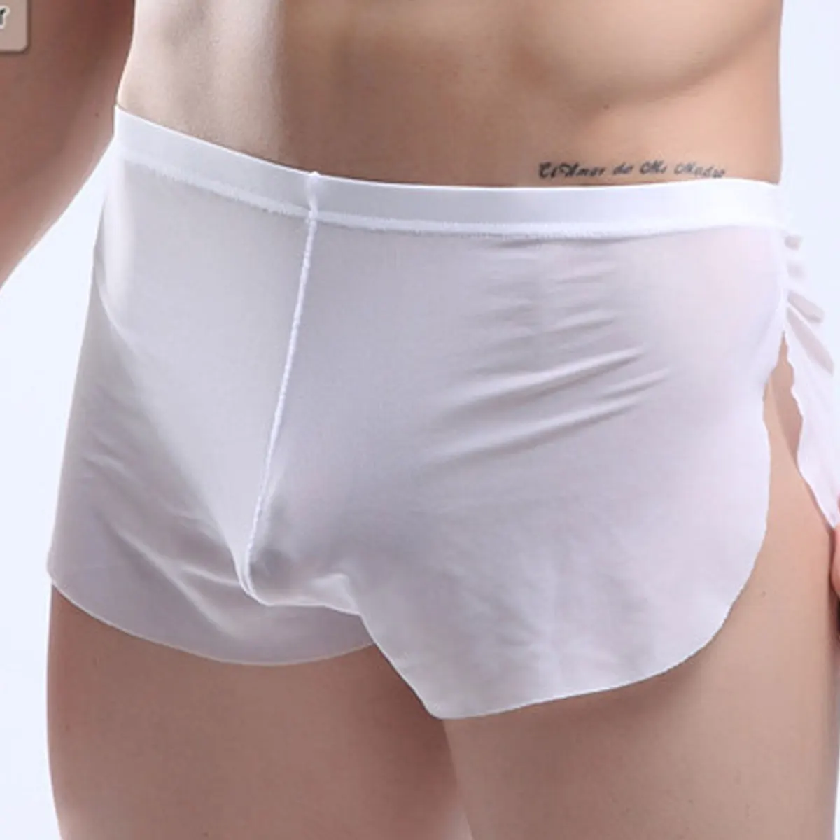 white Manview, сексуальное нейлоновое прозрачное Мужское нижнее белье, Прозрачные Боксеры, мужское дышащее нижнее белье для геев, мужские трусы, сексуальный костюм - Цвет: white