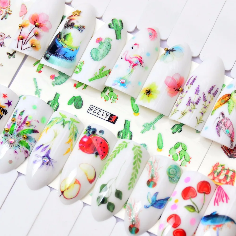 1 шт. переводная наклейка для ногтей в виде фламинго/цветов/фруктов | Красота и