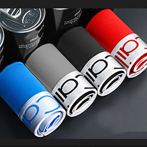 4Pcs-10 4 шт., хлопковые боксеры, мужское дышащее нижнее белье, мягкие разноцветные боксеры, мужские боксеры с серебристым краем, шорты, мужские боксеры, трусы - Цвет: 4Pcs-10