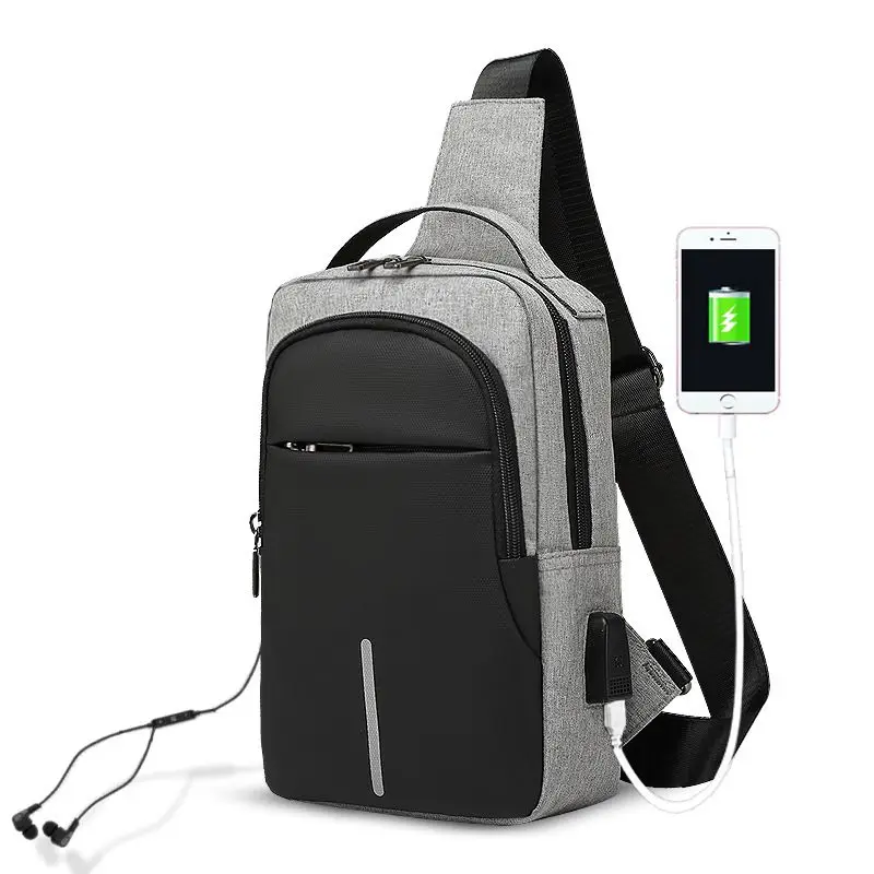 Мужская повседневная сумка через плечо с зарядкой через usb, водоотталкивающая сумка-мессенджер для путешествий, мужская сумка-слинг