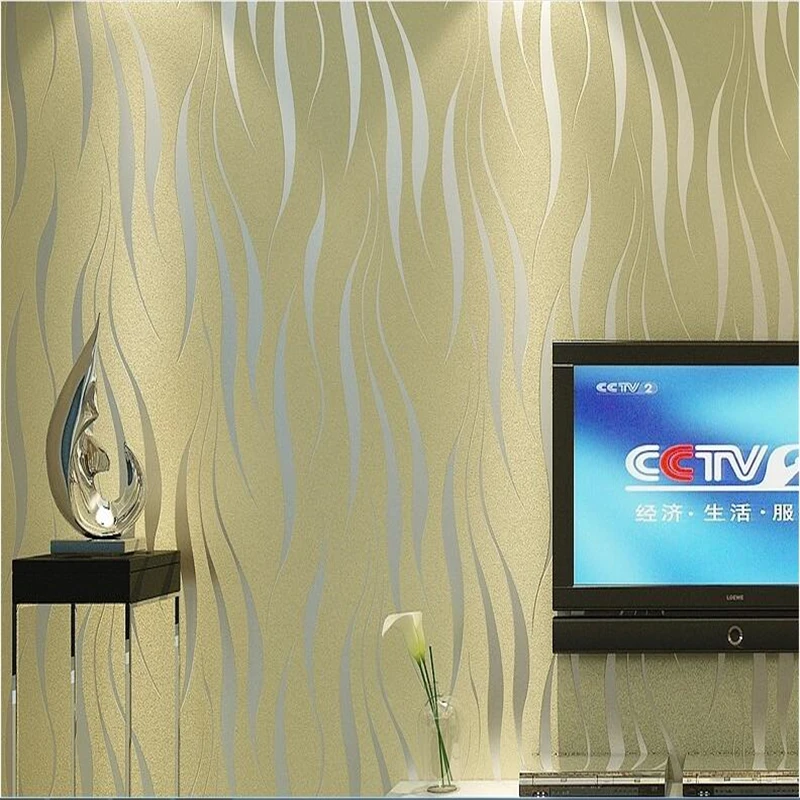 

beibehangNew simple 3D stereo curve non-woven wallpaper Water leaves wallpaper TV background bedroom living room papel de pared