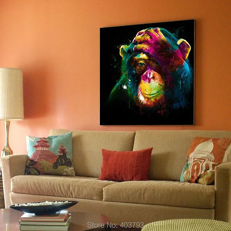Картина маслом на холсте Год обезьяны без рамки|wall art|hand painted oil paintinghand |