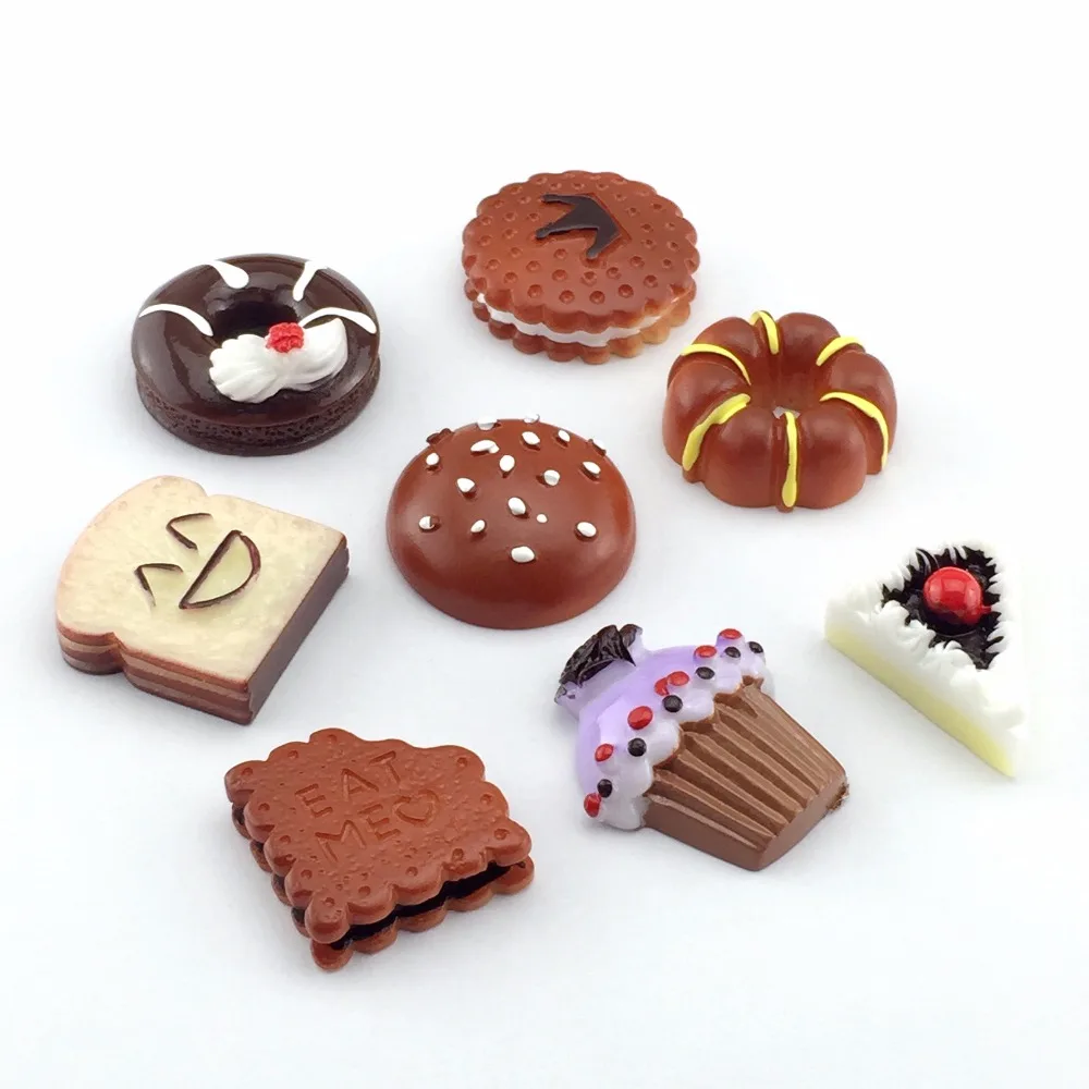 

ZEROUP 8pcs Resin Cabochons Decorative Craft Cute DIY Miniature Artificial Fake Food Supplies for Jewelry