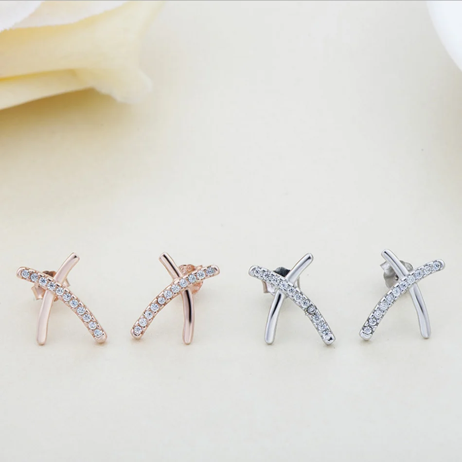

Interweaving series-925 Sterling Silver Stud Earrings Korean Style Zircon Stud Earrings Women's Accessories Simple Decorations