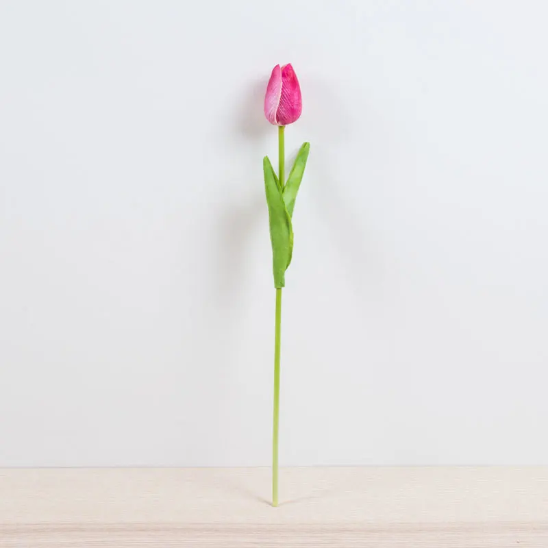 Настоящее сенсорный искусственная PU Tulip стволовых-1" Длина искусственные цветы, декоративные DIY искусственный цветок стены дома рождественские украшения цветы - Цвет: Dark pink
