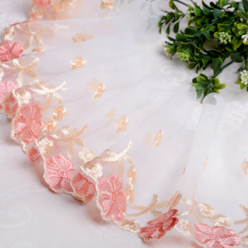 

QGVLish 13M/lot 14cm Wide Mesh Embroidery Curtain Lace Trims DIY Sewing Cushion Skirt Costume Sofa Edge Decor Lace Ribbon Belt