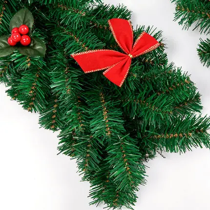 Рождественская гирлянда 2 7 м зеленая ротанговая с бантами и огнями