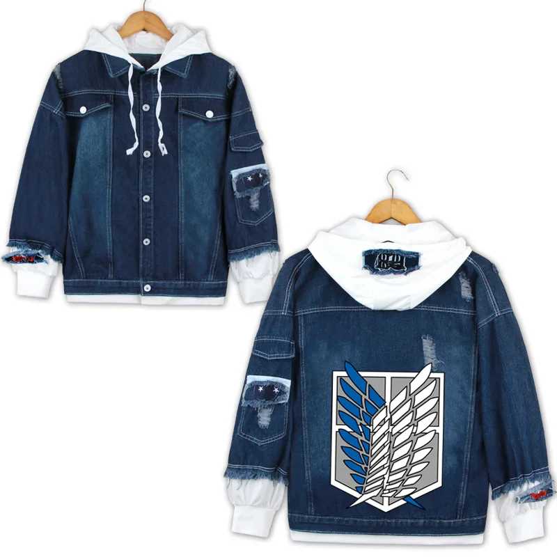 

CostumeBuy Attack on Titan Shingeki no Kyojin Legion Cosplay Coat Casual Costumes Denim Jacket Hoodie Sweatshirt for Unisex