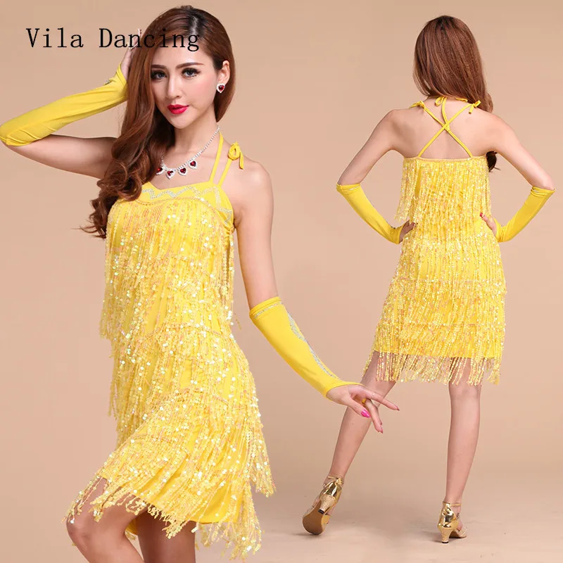 

Factory sale Latin dancing wear Latin performance wear dancing costume Tassels dancing dress 4 colors