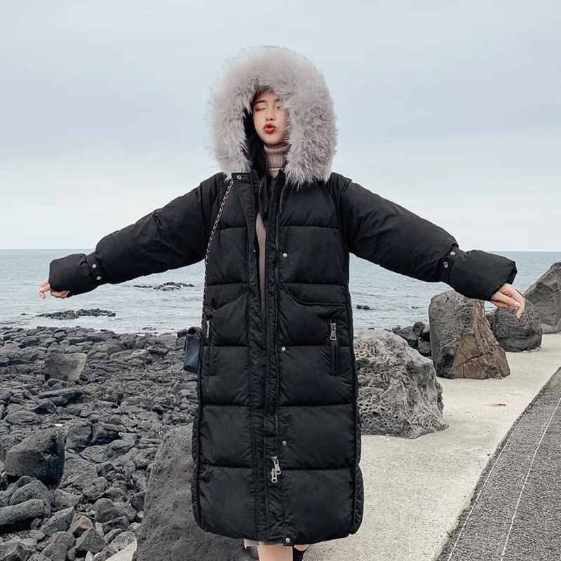 Новое поступление 2019 зимняя женская куртка свободное женское длинное пальто в