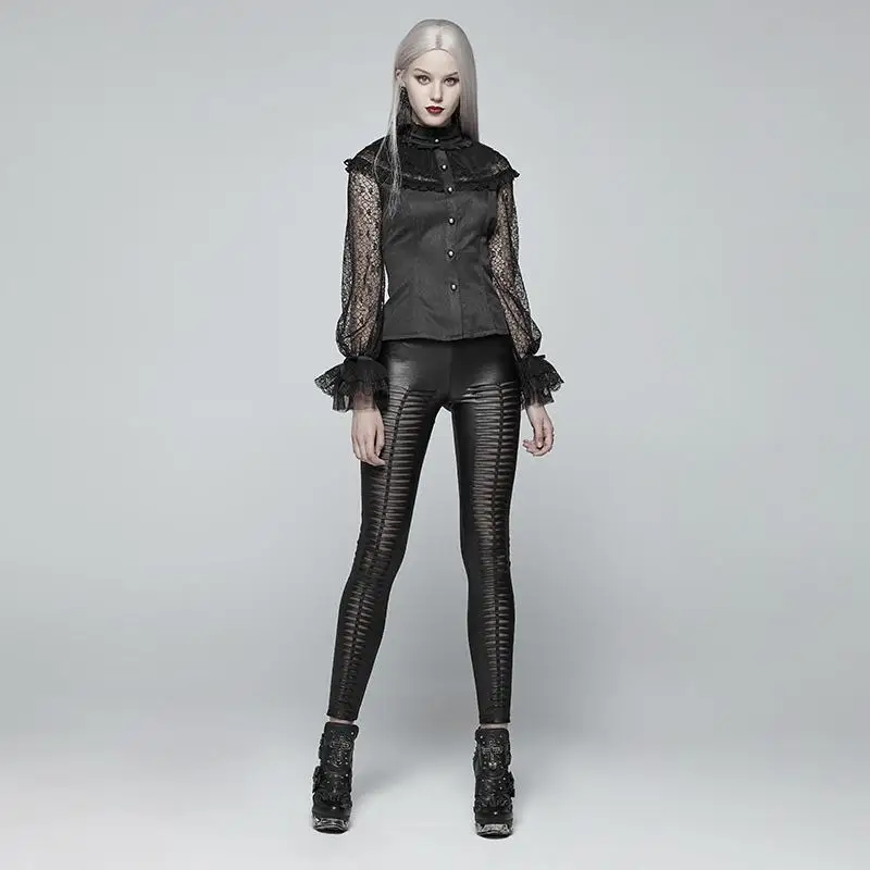 Женские леггинсы из искусственной кожи в стиле панк Goth Devil Foot WK342DDF|Брюки| |