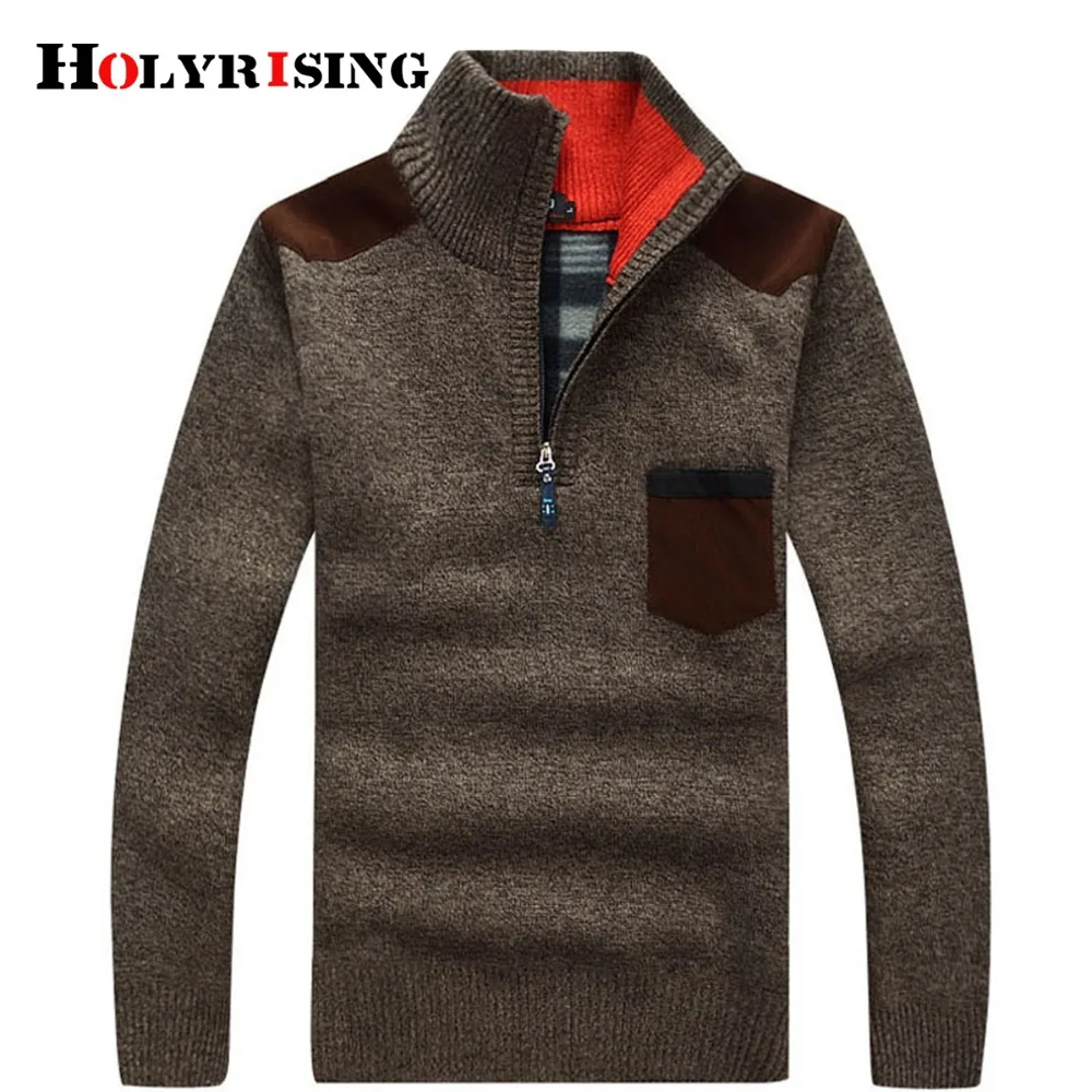 

holyrising men Pullover Cashmere Wool Sweaters Man Casual Knitwear Fleece Velvet outwear pull homme jersey hombre big size 15724