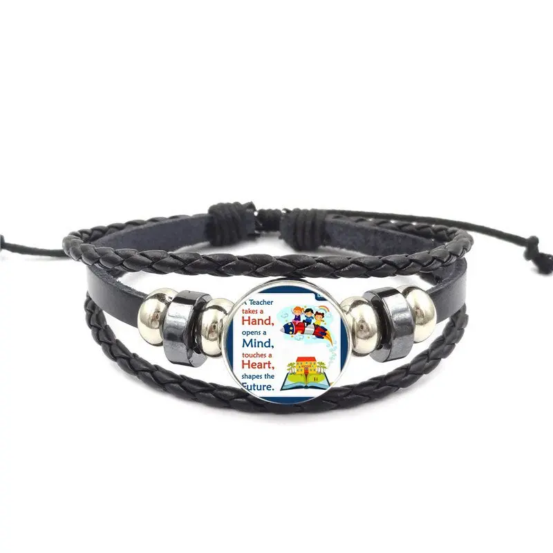 Черный кожаный браслет с сердечком детский ручной работы бусинами 2018|Браслеты