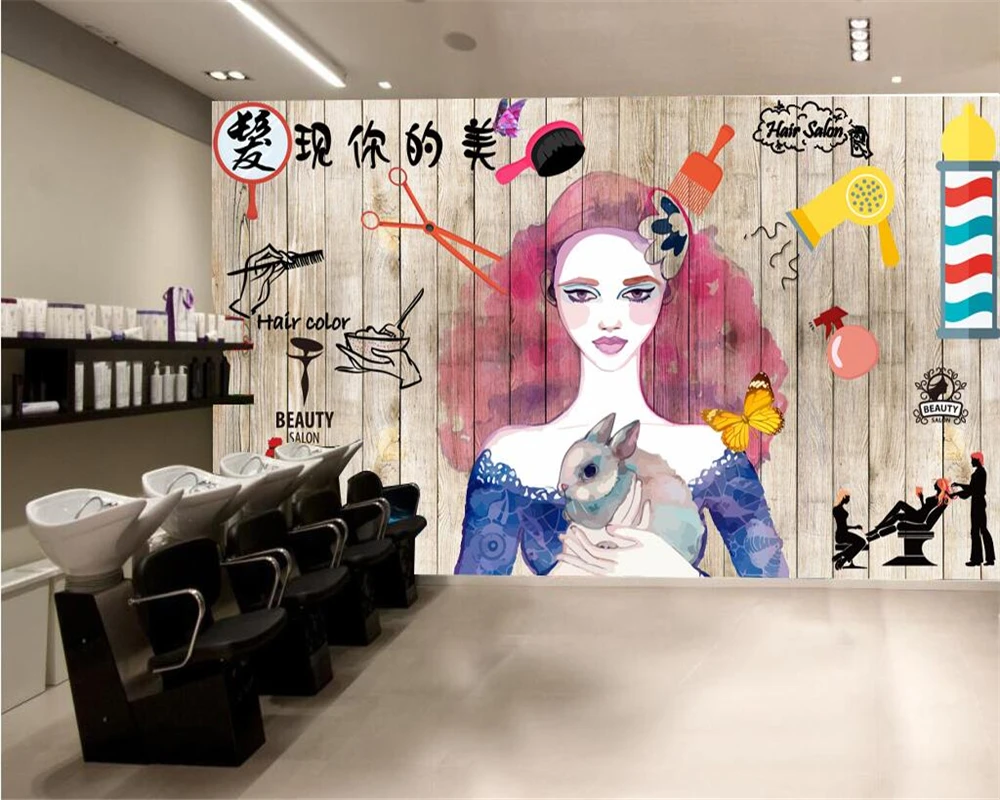 

Пользовательские обои beibehang, скандинавский ветер, парикмахерский салон, салон красоты, маникюрный магазин, фоновые настенные 3D-обои